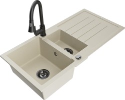 MEXEN/S - Andres granitový dřez s odkapávačem včetně baterie Elia, béžová (6515-69-670101-70)