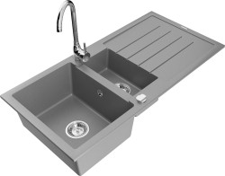 MEXEN/S - Andres granitový dřez s odkapávačem včetně baterie Telma, šedá (6515-71-670200-00)