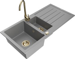 MEXEN/S - Andres granitový dřez s odkapávačem včetně baterie Telma, šedá (6515-71-670200-50)