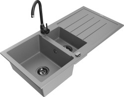 MEXEN/S - Andres granitový dřez s odkapávačem včetně baterie Telma, šedá (6515-71-670200-70-B)
