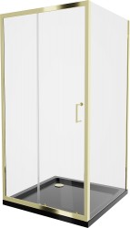 MEXEN/S - Apia Sprchový kout 90x90, transparent, zlato + vanička se sifonem (840-090-090-50-00-4070G)