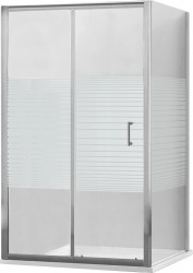 MEXEN/S - Apia sprchový kout posuvný 100x100, sklo transparent/pruhy, chrom + vanička (840-100-100-01-20-4010)