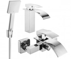 MEXEN/S - Aries R45 Set umyvadlové a vanové baterie s příslušenstvím, chrom (744803R45-00)