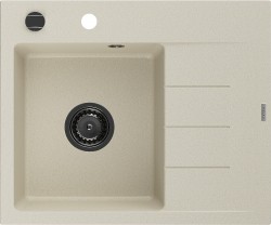MEXEN/S - Ben granitový dřez 1 s odkapávačem levý 600 x 500 mm, béžový, sifon černá (6522605000-69-B)