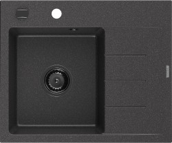 MEXEN/S - Ben granitový dřez 1 s odkapávačem levý 600 x 500 mm, černá kropenatá, sifon černá (6522605000-76-B)