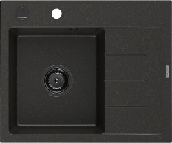 MEXEN/S - Ben granitový dřez 1 s odkapávačem levý 600 x 500 mm, černá/zlatá metalik, sifon černá (6522605000-75-B)