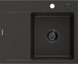MEXEN/S - Ben granitový dřez 1 s odkapávačem pravý 600 x 500 mm, černá/zlatá metalik, sifon černá (6523605000-75-B)