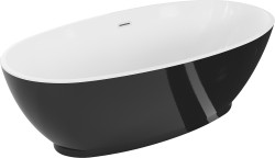 MEXEN/S - Bilbao volně stojící vana 180 x 90, bílá/černá, sifon a přepad bílá (51311809075-20)