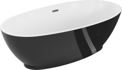 MEXEN/S - Bilbao volně stojící vana 180 x 90, bílá/černá, sifon a přepad grafit metal (51311809075-95)