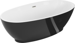 MEXEN/S - Bilbao volně stojící vana 180 x 90, bílá/černá, sifon a přepad nikl kartáčovaná (51311809075-97)