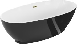 MEXEN/S - Bilbao volně stojící vana 180 x 90, bílá/černá, sifon a přepad zlatá (51311809075-50)