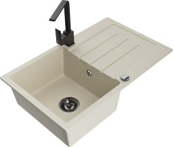 MEXEN/S - Bruno granitový dřez 1-miska s odkapávačem včetně baterie Rita, béžový (6513-69-670300-70)