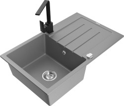 MEXEN/S - Bruno granitový dřez 1-miska s odkapávačem včetně baterie Rita, šedý (6513-71-670300-70)