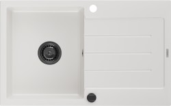 MEXEN/S - Bruno granitový dřez 1 s odkapávačem 795 x 495 mm, bílá, + sifon grafit (6513791010-20-B)