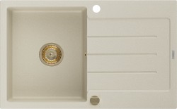 MEXEN/S - Bruno granitový dřez 1 s odkapávačem 795x495 mm, béžová, + zlatý sifon (6513791010-69-G)