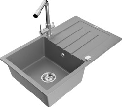 MEXEN/S - Bruno granitový dřez s odkapávačem včetně baterie Duero, šedá (6513-71-671600-00)