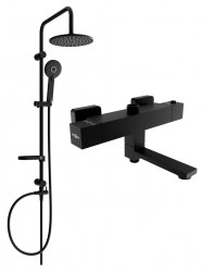 MEXEN/S - Carl sprchový sloup včetně sprchové termostatické baterie Cube, černá (77910240-70)