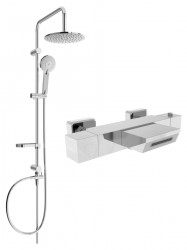 MEXEN/S - Carl sprchový sloup včetně vanové termostatické baterie Cube, chrom (77360240-00)