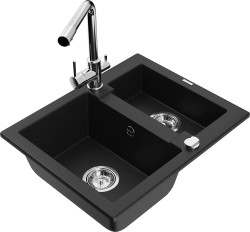 MEXEN/S - Carlos granitový dřez 1.5 včetně baterie Duero, černá (6518-77-671600-00)