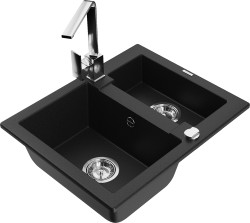 MEXEN/S - Carlos granitový dřez 1.5 včetně baterie Rita, černá (6518-77-670300-00)