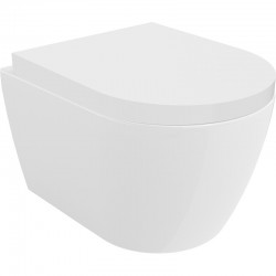 MEXEN/S - Carmen Závěsná WC mísa Rimless Tornado včetně sedátka s slow, duroplast, bílá lesk (30880200T)