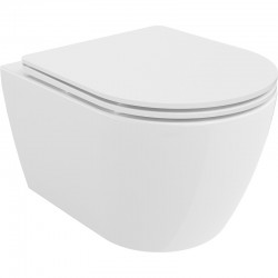 MEXEN/S - Carmen Závěsná WC mísa Rimless Tornado včetně sedátka s slow slim, duroplast, bílá lesk (30880300T)