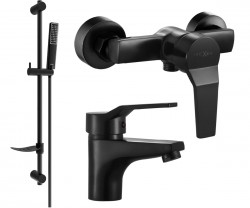 MEXEN/S - Caro DF72 SET sprchová a umyvadlová baterie, černá (746604DF72-70)