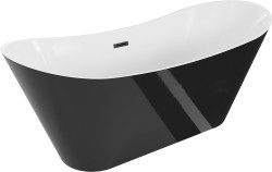 MEXEN/S - Celia vana volně stojící 170 x 75, bílá/černá, sifon a přepad černá (52331707575-70)