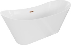 MEXEN/S - Celia vana volně stojící 170 x 75, bílá, sifon a přepad měď kartáčovaná (52331707500-65)