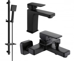 MEXEN/S - Cetus DQ45 SET vanová a umyvadlová baterie, černá (744303DQ45-70)