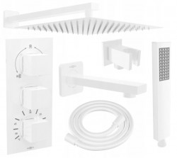 MEXEN/S - Cube DR02 podomítkový vanový SET s vytokovou hubicí + slim sprcha 30, bílá (77503DR0230-20)
