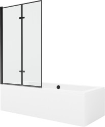 MEXEN/S - Cube obdélníková vana 170 x 80 cm s panelem + vanová zástěna 100, černá vzor (550517080X9210027070)