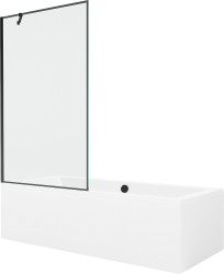 MEXEN/S - Cube obdélníková vana 170 x 80 cm s panelem + vanová zástěna 100, černá vzor (550517080X9510007070)