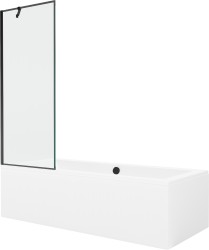 MEXEN/S - Cube obdélníková vana 170 x 80 cm s panelem + vanová zástěna 70, černá vzor (550517080X9507007070)