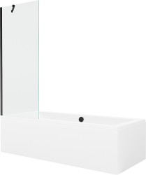 MEXEN/S - Cube obdélníková vana 170 x 80 cm s panelem + vanová zástěna 70 cm, transparent, černá (550517080X9507000070)