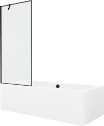 MEXEN/S - Cube obdélníková vana 170 x 80 cm s panelem + vanová zástěna 80, černá vzor (550517080X9508007070)
