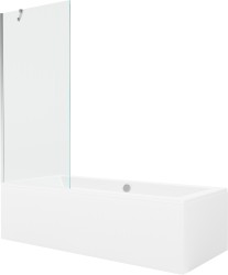 MEXEN/S - Cube obdélníková vana 170 x 80 cm s panelem + vanová zástěna 80 cm, transparent, chrom (550517080X9508000001)