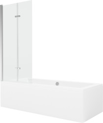MEXEN/S - Cube obdélníková vana 170 x 80 cm s panelem + vanová zástěna 80, transparent, chrom (550517080X9208020100)