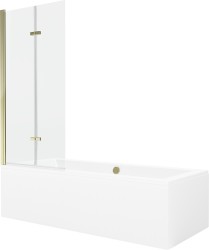 MEXEN/S - Cube obdélníková vana 170 x 80 cm s panelem + vanová zástěna 80, transparent, zlatá (550517080X9208025000)