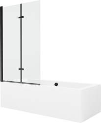 MEXEN/S - Cube obdélníková vana 180 x 80 cm s panelem + vanová zástěna 100, transparent, černá (550518080X9210027000)