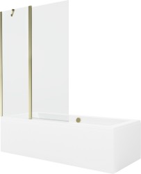 MEXEN/S - Cube obdélníková vana 180 x 80 cm s panelem + vanová zástěna 120 cm, transparent, zlatá (550518080X9412115000)