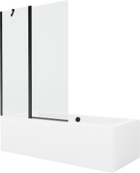 MEXEN/S - Cube obdélníková vana 180 x 80 cm s panelem + vanová zástěna 120, transparent, černá (550518080X9412117000)