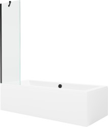 MEXEN/S - Cube obdélníková vana 180 x 80 cm s panelem + vanová zástěna 50 cm, transparent, černá (550518080X9505000070)