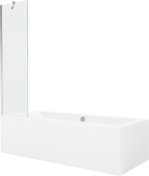 MEXEN/S - Cube obdélníková vana 180 x 80 cm s panelem + vanová zástěna 50 cm, transparent, chrom (550518080X9505000001)