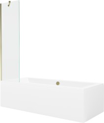 MEXEN/S - Cube obdélníková vana 180 x 80 cm s panelem + vanová zástěna 50 cm, transparent, zlatá (550518080X9505000050)