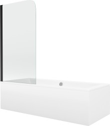 MEXEN/S - Cube obdélníková vana 180 x 80 cm s panelem  + vanová zástěna 70, transparent,  černá (550518080X9007017000)