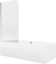 MEXEN/S - Cube obdélníková vana 180 x 80 cm s panelem  + vanová zástěna 75, transparent, chrom (550518080X9007510100)