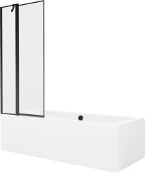 MEXEN/S - Cube obdélníková vana 180 x 80 cm s panelem+ vanová zástěna 80, černá vzor (550518080X9408117070)