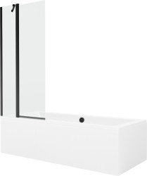 MEXEN/S - Cube obdélníková vana 180 x 80 cm s panelem + vanová zástěna 80, transparent, černá (550518080X9408117000)