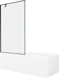 MEXEN/S - Cubik obdélníková vana 150 x 70 cm s panelem + vanová zástěna 100 cm, černá vzor (550315070X9510007070)